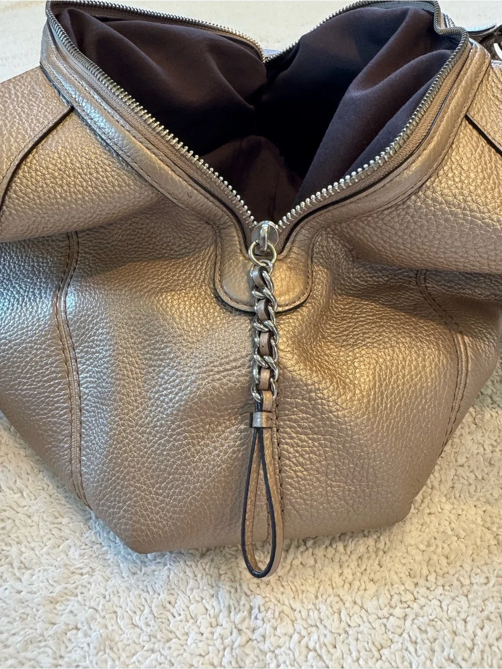 Coach Metallic Rose Gold Leather Lexy Chain-Handle Shoulder Bag